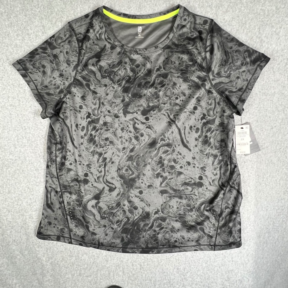 Ideology XXL 2X Black Marble Print Rapidry Activewear Workout Gym Women's‎ Plus